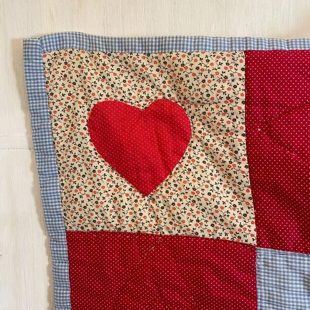 Handmade Pieced Appliqued Lightweight Quilt Boy Fishing Hearts 43